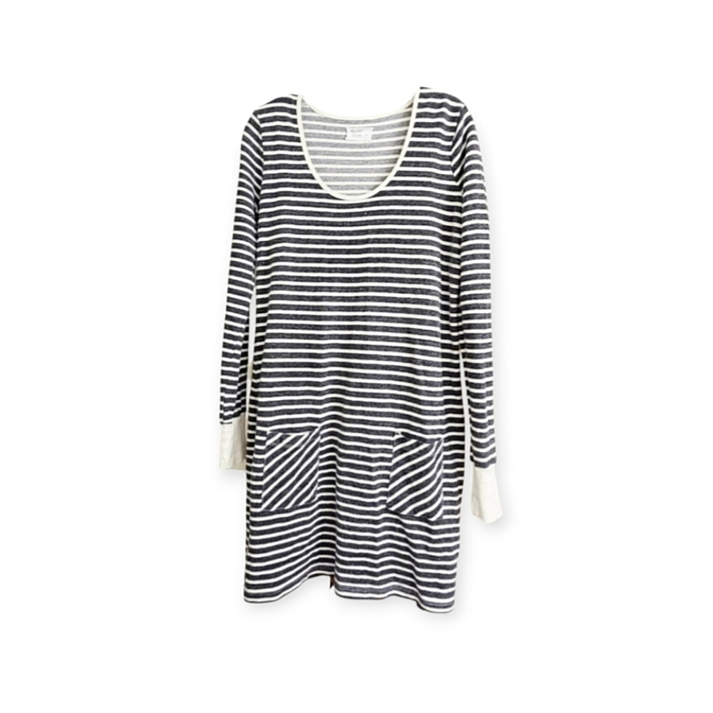 Market Cotton Striped Long Sleeve Comfy Dress with Pockets Size Medium